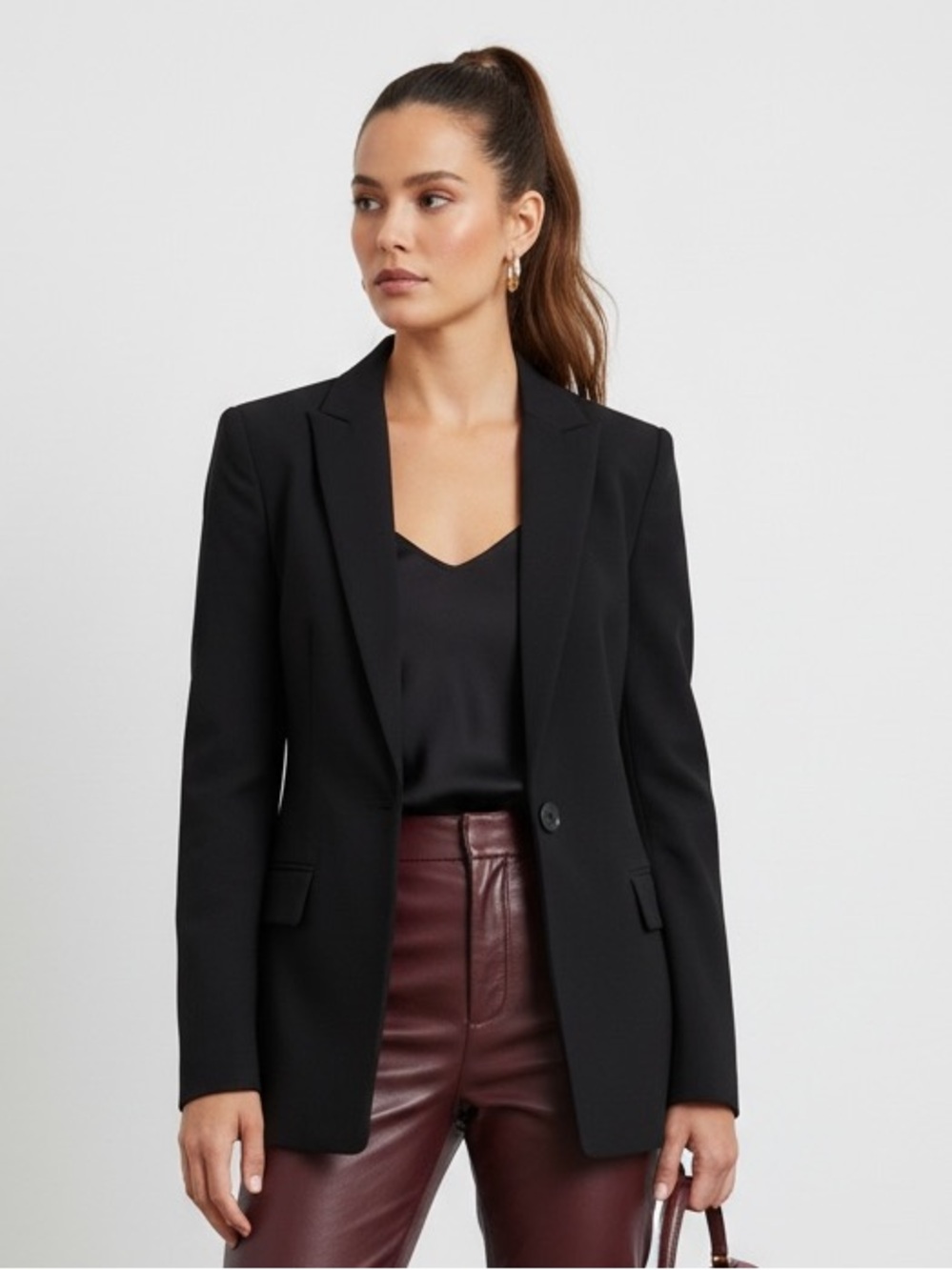 Ann Taylor Wool Black Single-Button Blazer Jacket